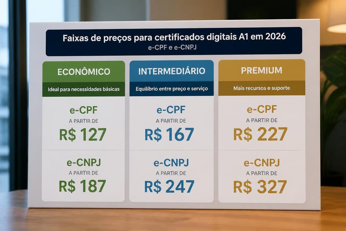 Categorias de preço para certificados A1