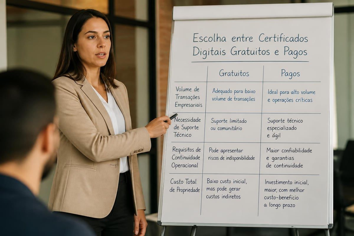 Decisão entre certificado gratuito e pago